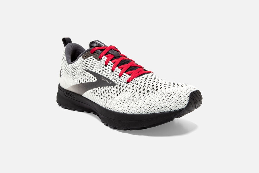 Brooks Israel Revel 4 Road Running Shoes Mens - White/Black/Red - ROB-423598